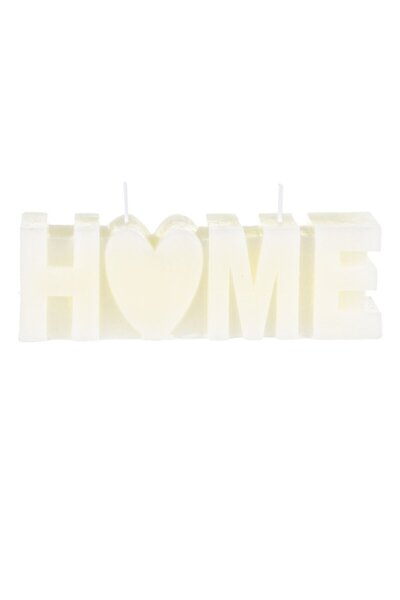 MYONNA IT & E- COMMERCE Decorative Candle 'HOME' - Vanilla Scent, Ecru, 18x5x5.5 cm