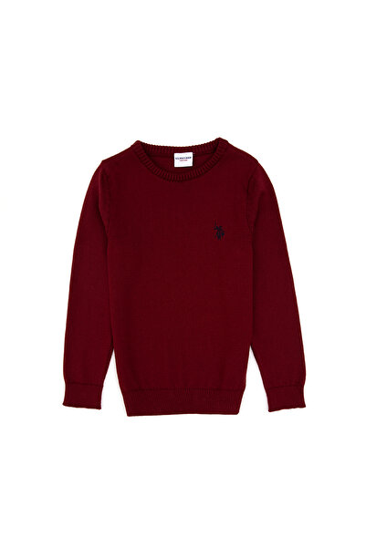 U.S. Polo Assn. Boy's Burgundy Crew Neck Basic Sweater 50315586-Vr014