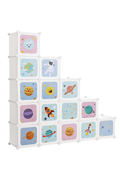 SONGMICS Αρθρωτό Ντουλάπι Αποθήκευσης Παιχνιδιών, 16 Κύβοι με Πορτάκια, 123x3...