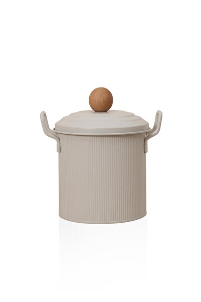 The Mia حاوية تخزين منقوشة للمنظفات والمواد الكاشطة باللون البيج