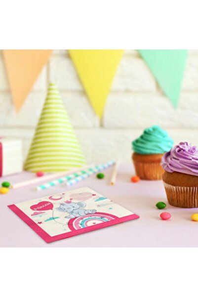MYONNA IT & E- COMMERCE Table Napkin Set, Rainbow Elephant Princess, Multicolor, 33x33 cm, 12 Pieces, 2-Ply
