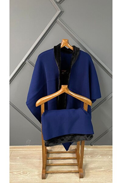 LORENDA Kürklü Yumuşak Omuz Şal Panço