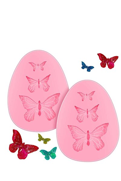 Generic 2 Pcs Butterfly Silicone Fondant Mold, Cake Jelly Molds, Chocolate Mo...