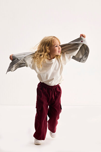 Marvy Burgundy Cargo Pocket Pack Embroidered Trousers