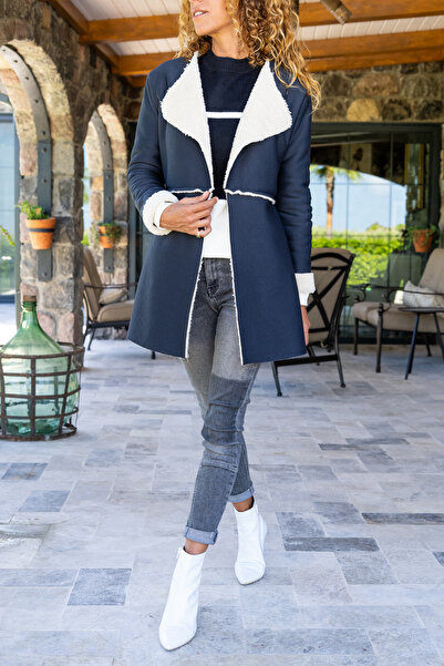 NEW LAVİVA Kadın Kuzu Kürk Detaylı Pis Dikim Ceket NEW700-3292