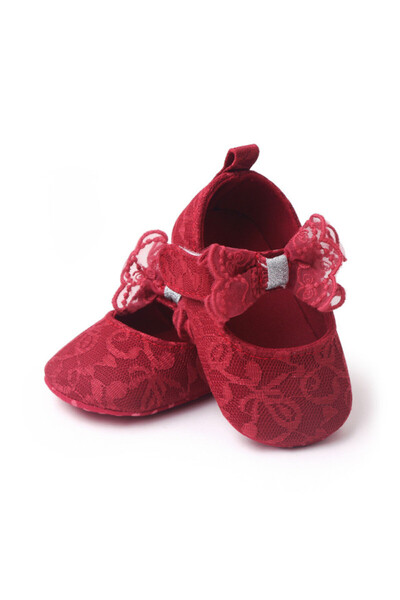 BebeNou Pantofi bej pentru bebeluși cu broderie și fundă AMBH2297-2-p13