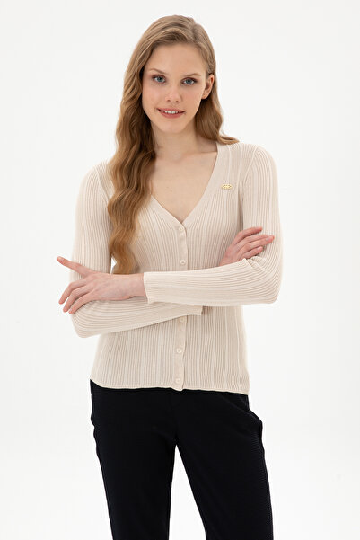 U.S. Polo Assn. Women's Cream Basic Knitwear Cardigan 50313580-Vr071