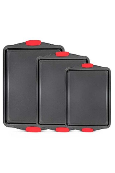 Generic 3pcs Set Of Carbon Steel Non Stick Kitchen Oven Baking Tray, Stylish ...