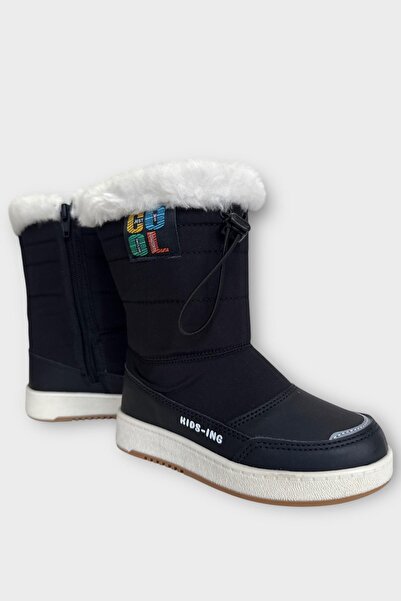 Liger Αδιάβροχες μπότες με κορδόνια για κορίτσια από γούνα ΜΑΥΡΟ