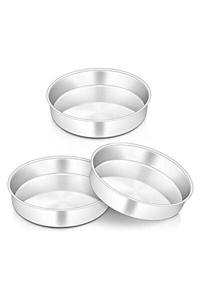 Generic erorex 8 Inch Round Cake Tin Set of 3, Stainless Steel Cake Mould Pan for Baking, Ideal for Birthda