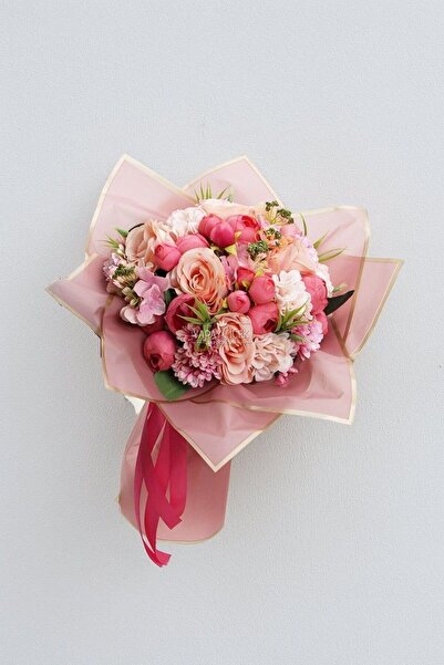 Yapay Çiçek Deposu Buchet artificial de cadou Seraphine fucsia, floare pentru propunere de logodnă