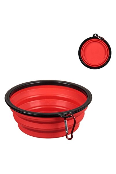 SHOPIENS Collapsible Pet Bowl 0.65L (650ml) - Red Silicone