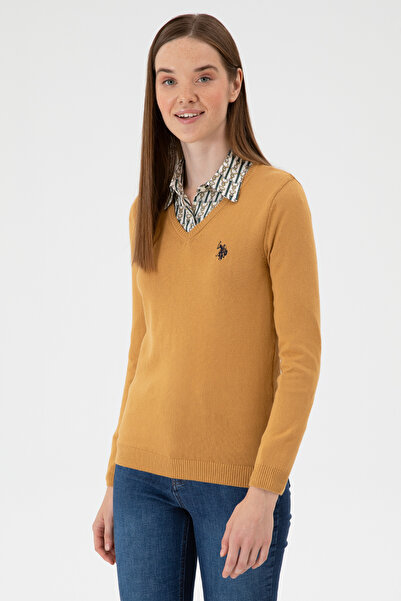 U.S. Polo Assn. سترة نسائية أساسية بياقة على شكل حرف V 50313590-VR015