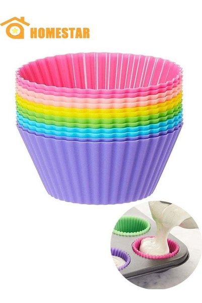 Generic Silicone Cupcake Liners 12Pcs, Baking Cups, Non-Stick, Cake, Muffin, ...