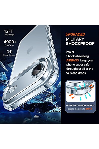 m.tk moveteck iPhone 17 Air Kılıf Kamera Korumalı Yumuşak Şeffaf Silikon Renksiz Kapak + Ekran Koruyucu Cam