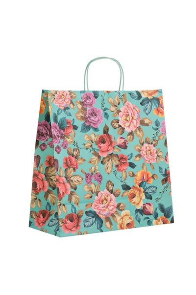 OEM Τσάντα δώρου, floral σχέδιο, πολύχρωμη, 42x18x42 cm