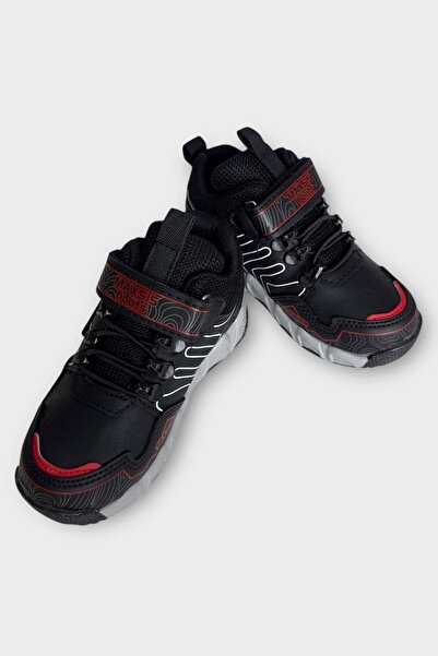 Liger Αντιολισθητική σόλα με Velcro Αθλητικά Παιδικά Μποτάκια ΜΑΥΡΟ - ΚΟΚΚΙΝΟ