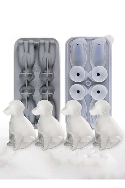 Generic 3D Dog Shaped Silicone Ice Cube Mold - Makes 4 Dog-Shaped Ice Cubes, ...