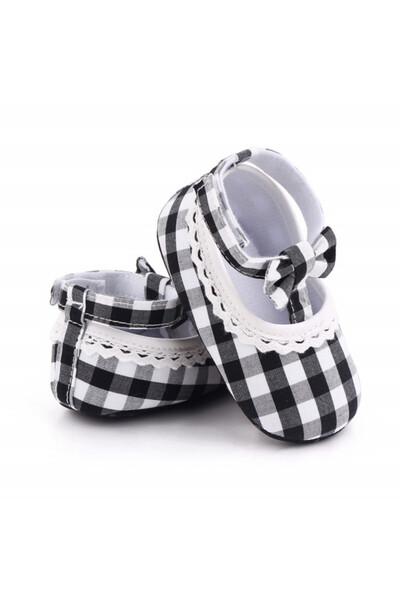 BebeNou Καρό ασπρόμαυρα παπούτσια για κορίτσια MDd2657-3-p13