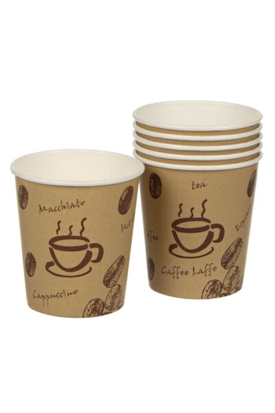 SHOPIENS Set pahare de cafea din carton 160ml, 40 buc, bej, design cafea și b...