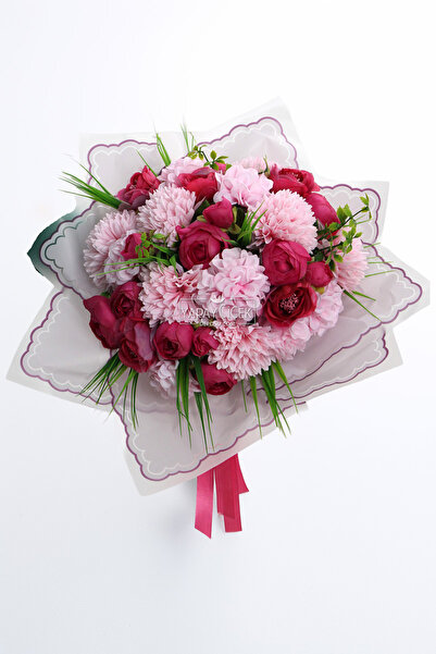 Yapay Çiçek Deposu باقة زهور اصطناعية وردية فوشيا أماريس للهدايا وطلب الزواج