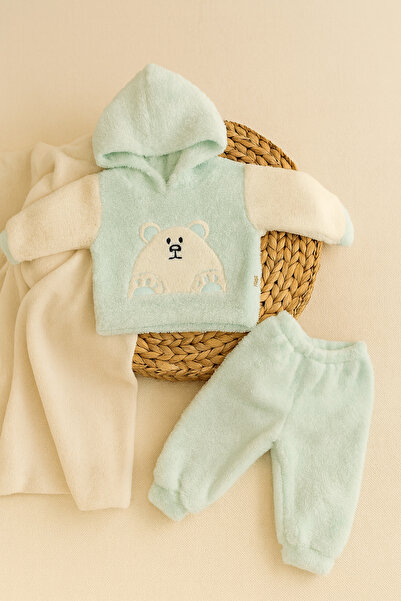 Arı Bebe طقم مكون من قطعتين من القطيفة الناعمة للأطفال الأولاد بنمط الدب اللطيف