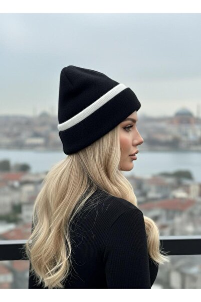 Goldmine Unisex Fluffy Striped Detail Soft Beanie