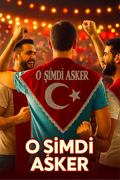 erdemli kına „Sada je vojnik“ Napisano, prekriveno crvenom hennom i šljokicam...