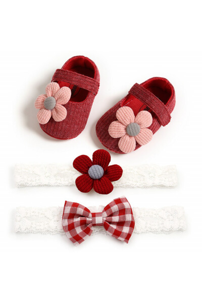 BebeNou Set pantofi și bentițe pentru bebeluși - Margaretă roz AM1938C-3-p13