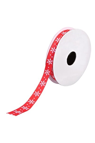 SHOPIENS Red Christmas tree decorative ribbon with white snowflakes - 5m x 9mm