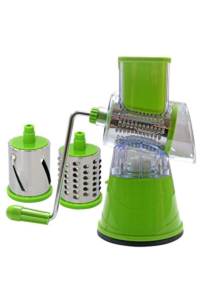 Generic Rotary Cheese Grater Shredder Manual Rotary Grater Round Mandoline Vegetable Slicer with 3 Barrels