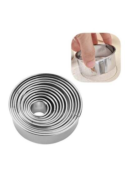 Generic 12pcs Biscuit Mold Stainless Steel Round Dough Cutter Cookie Cutter S...