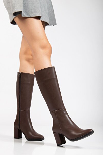 Aymood Ysn-4422 Brown Heeled Women's Boots