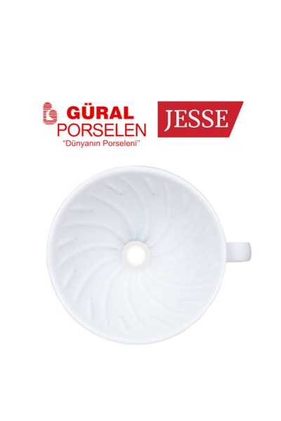 Güral Porselen V60 Porselen Dripper Kahve Demleme Defoludur