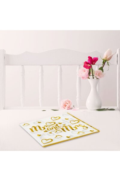 MYONNA IT & E- COMMERCE Mr and Mrs Paper Napkins, White, 33x33 cm, 2-Ply, Pack of 20