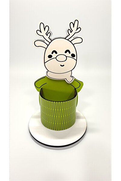 Pemina حامل أقلام على شكل غزال الرنة مصنوع من خشب MDF بسمك 3 مم