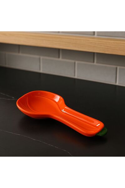 YzHome Seramik Turuncu Kaşıklık Kepçelik Kepçe Kaşık Altlığı Kabak Model 26*11cm