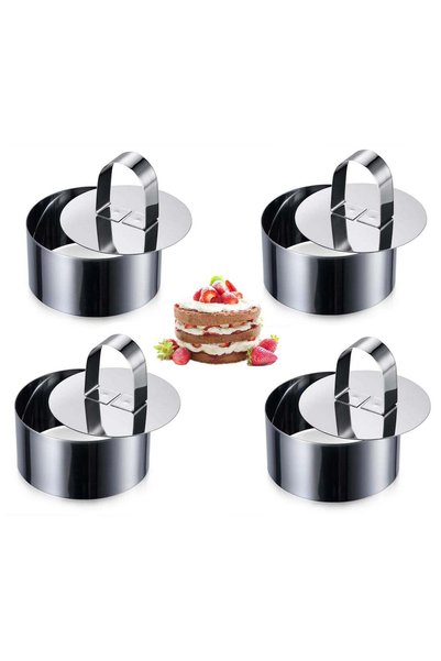 Generic Stainless Steel Cake Ring Molds Set - 3.15" Round Pastry Rings for Pe...