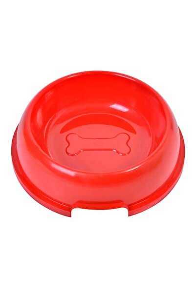 SHOPIENS Plastic Pet Bowl, Round Model, 20cm Diameter, 600ml Capacity, Red
