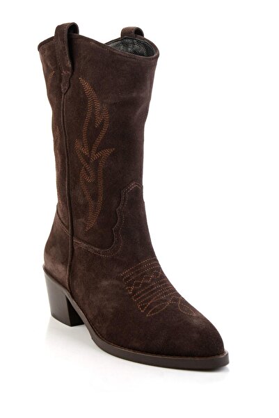 Bambi Kahve Hakiki Deri Kadın Bot & Bootie K02531255002