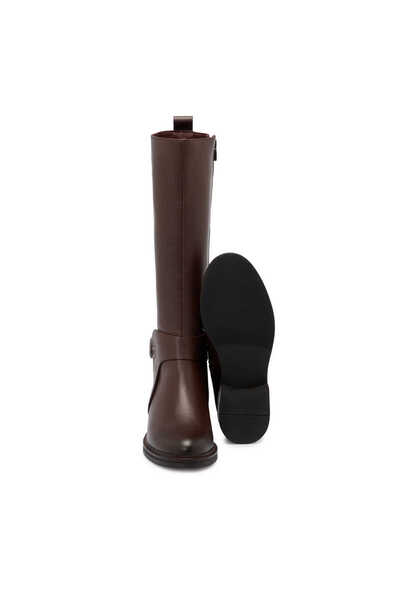 Tergan Kahve Hakiki Deri Kadın Klasik Çizme - K24K1CM67629-A24