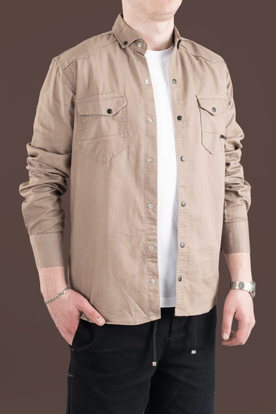 bombe Men's Slim Fit Denim Shirt