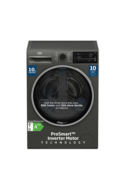 Beko 10 kg Front Load Washing Machine, 1400 RPM, 15 Programmes,Aquatech,SteamTherapy,WTE1014XM(Grey)