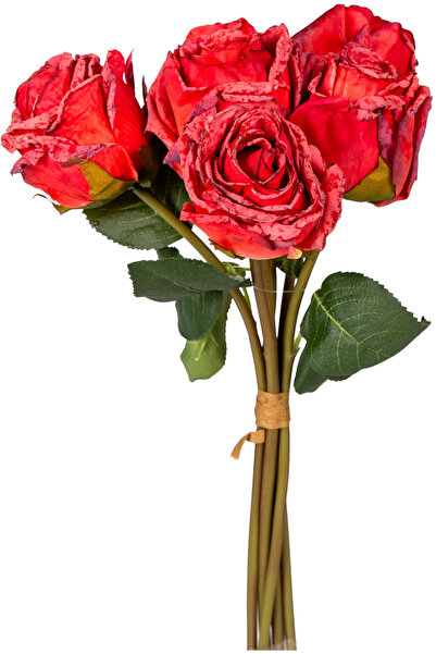 Herdekora Yapay Gül Demet 6 Çiçekli Kırmızı 32 Cm.