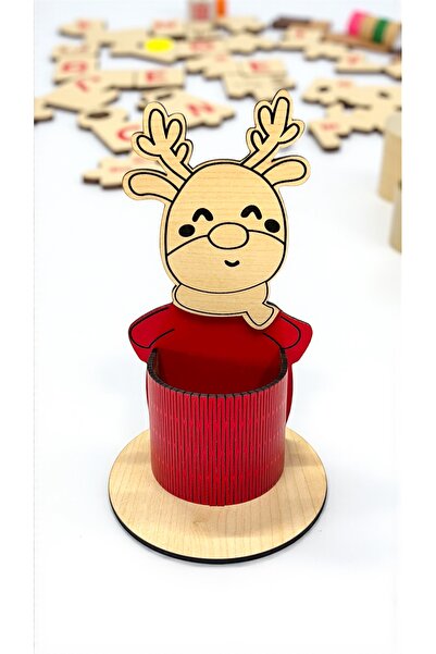 Pemina حامل أقلام على شكل غزال الرنة مصنوع من خشب MDF بسمك 3 مم