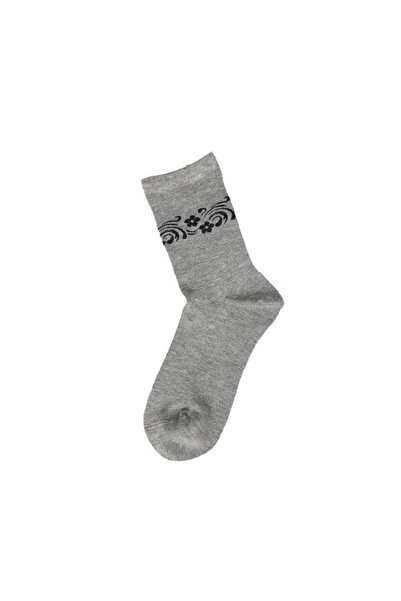 Bolero Women's Premium Stitch-Free Bamboo Conch Floral Socks Gray