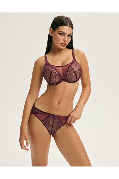 ESOTIQ Chiloți eleganți pentru femei, cu imprimeu floral, dantelă și plasă, sexy și confortabili | Coroană