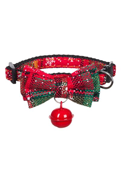 MYONNA IT & E- COMMERCE Christmas Cat Collar - Red Checkered Pattern with Bell