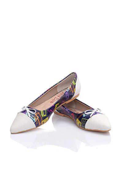JustBow Printed Women's Ballerinas with Bow Detail