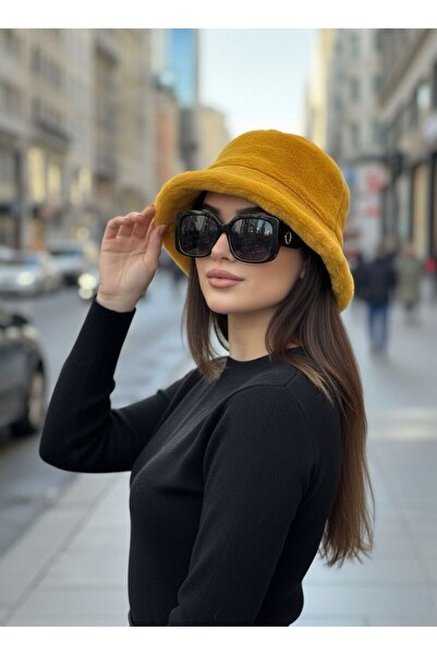 Goldmine Peluş Bucket Şapka Hardal
